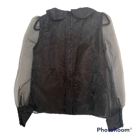 EN SAISON BLACK LONG SLEEVE SHEER BLOUSE SIZE XS - Picture 6 of 6